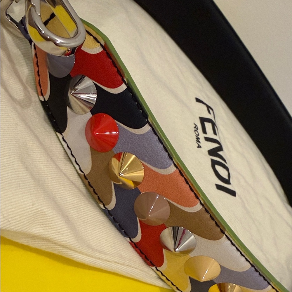 FENDI Roma Multicolor Studded Leather Shoulder Strap – NEW with Dustbag